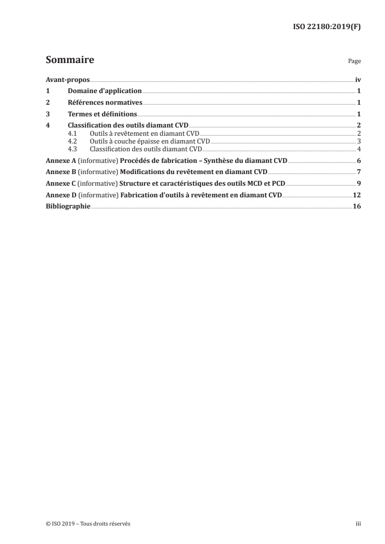 ISO 22180:2019 - Outils diamant CVD — Catégorisation
Released:1/10/2019
