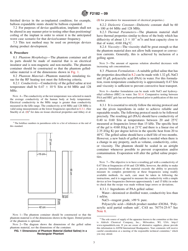 ASTM F2182-09 - Standard Test Method for Measurement of Radio Frequency Induced Heating Near Passive Implants During Magnetic Resonance Imaging
