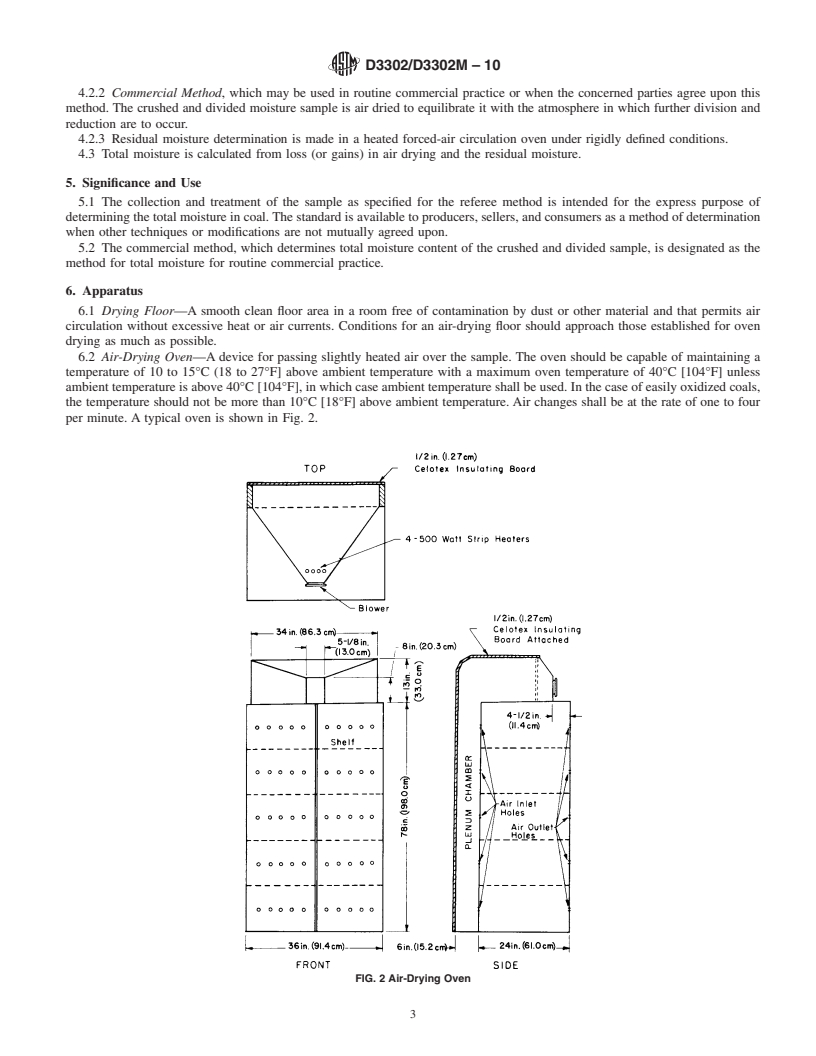 REDLINE ASTM D3302/D3302M-10 - Standard Test Method for Total Moisture in Coal