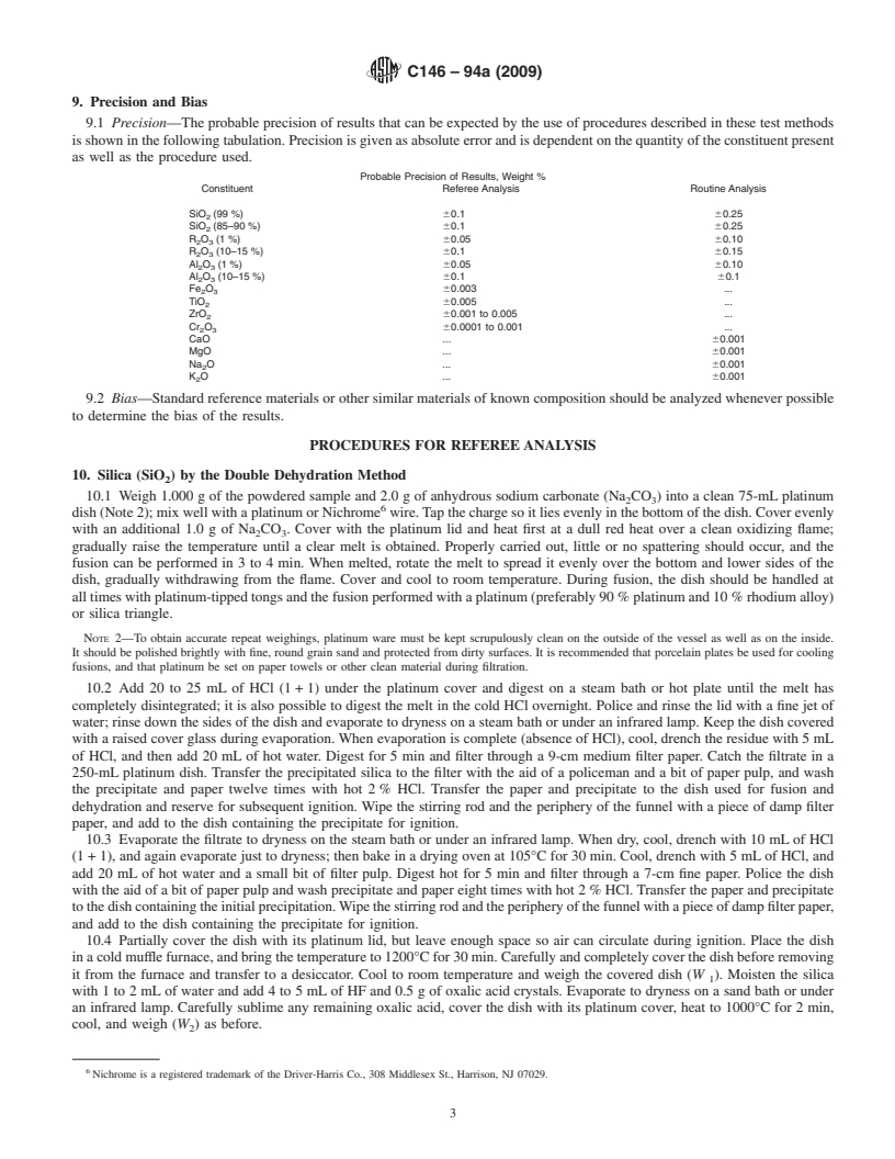 REDLINE ASTM C146-94a(2009) - Standard Test Methods for Chemical Analysis of Glass Sand