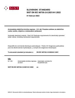 SIST EN IEC 60730-2-8:2021/A1:2022 - Page 1 preview