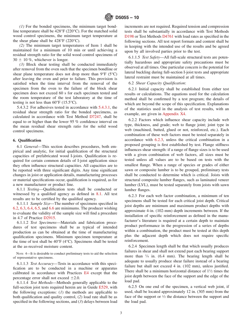 ASTM D5055-10 - Standard Specification for Establishing and Monitoring Structural Capacities of Prefabricated Wood I-Joists