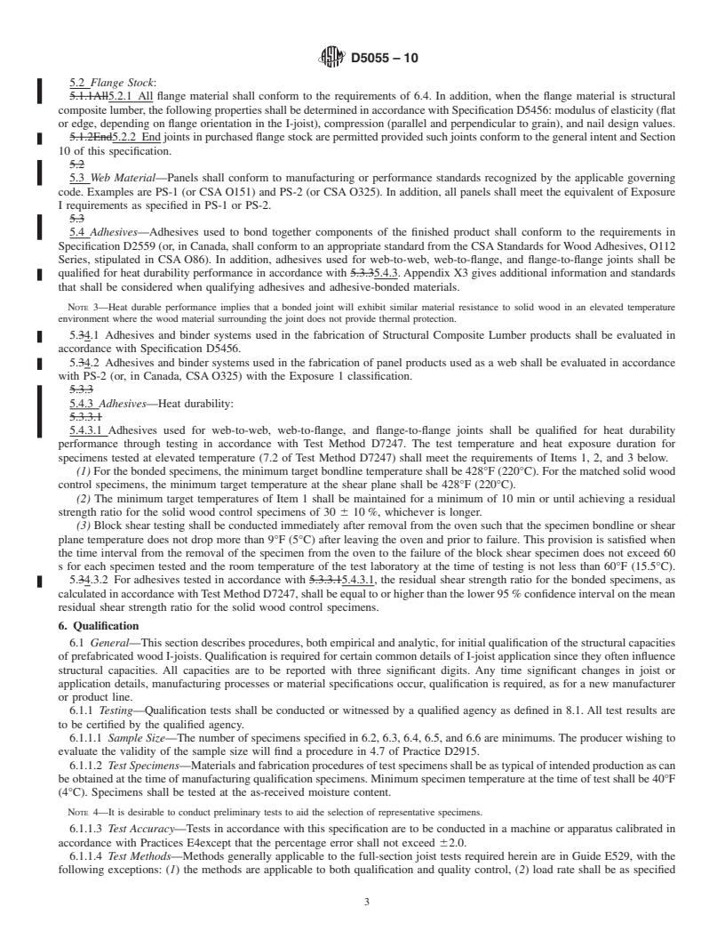 REDLINE ASTM D5055-10 - Standard Specification for Establishing and Monitoring Structural Capacities of Prefabricated Wood I-Joists