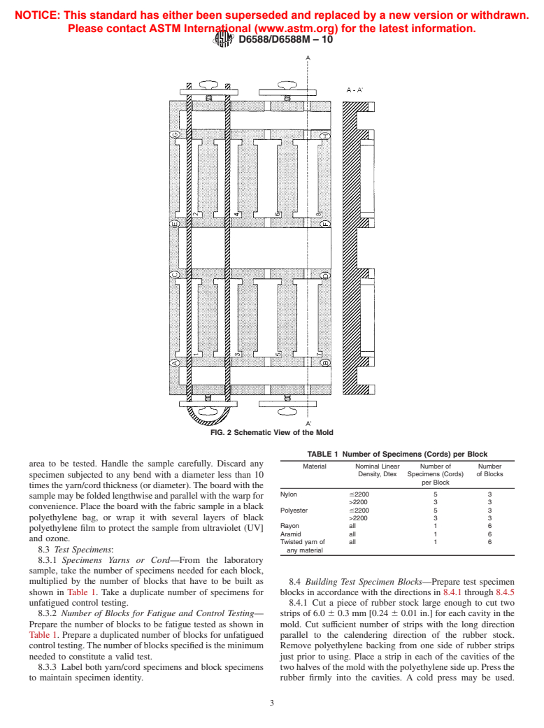 ASTM D6588/D6588M-10 - Standard Test Method for Fatigue of Tire Cords (Disc Fatigue Test)