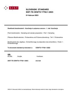 CEN/TS 17702-1:2022 TS CEN/TS 17702-1:2023 - Page 1 preview