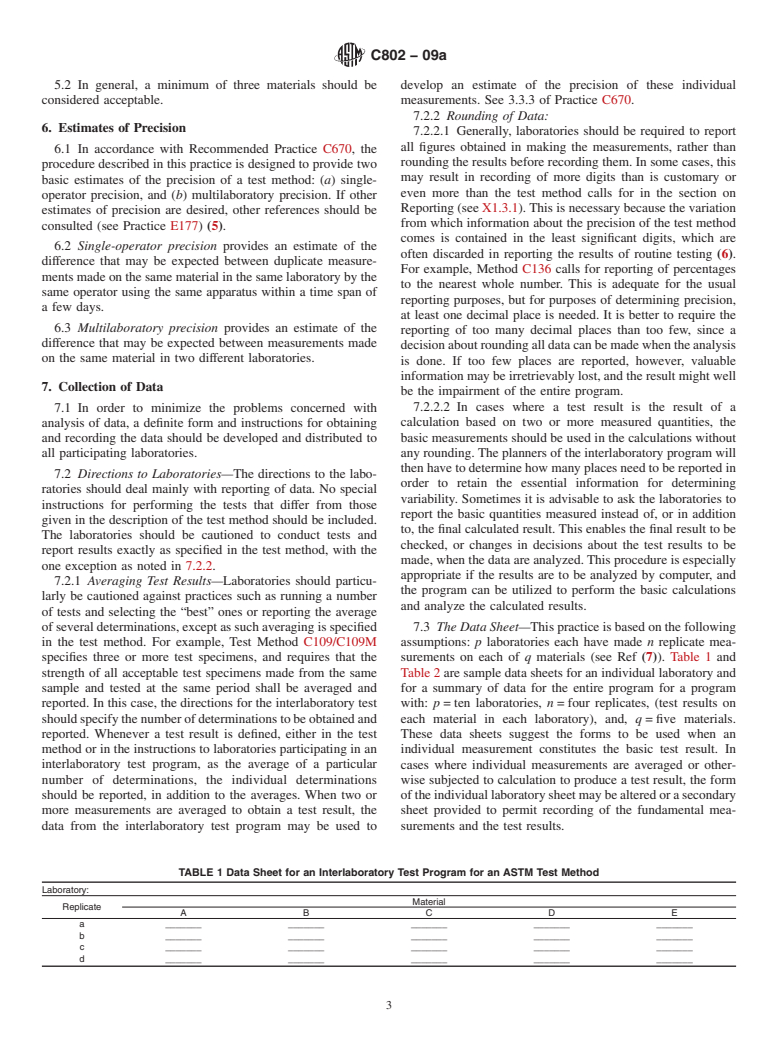 ASTM C802-09a - Standard Practice for Conducting an Interlaboratory Test Program to Determine the Precision of Test Methods for Construction Materials