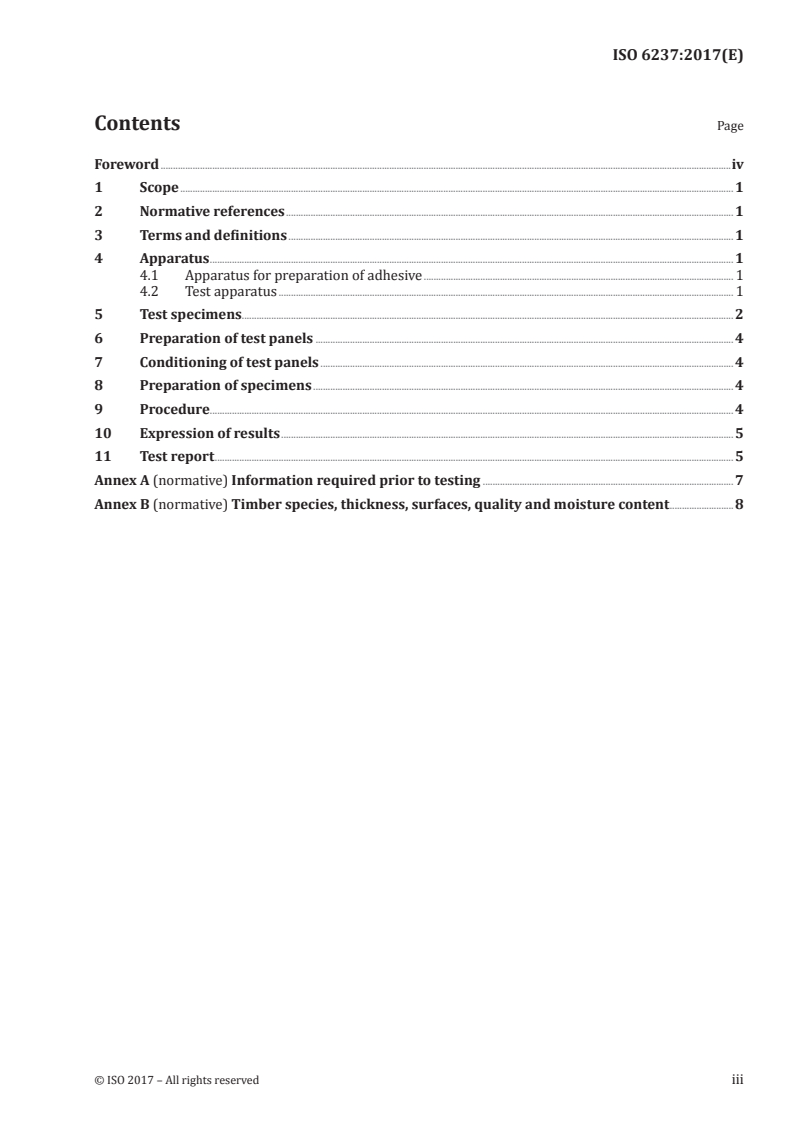 ISO 6237:2017 - Adhesives — Wood-to-wood adhesive bonds — Determination of shear strength by tensile loading
Released:11/30/2017