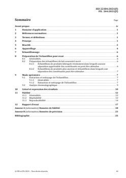 ISO 22184:2021 - Lait et produits laitiers — Détermination de la teneur en sucre — Chromatographie d’échange d’anions haute performance couplée à la détection par ampérométrie pulsée (HPAEC-PAD)
Released:2/3/2021 - Page 3 preview
