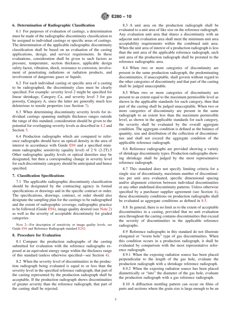 ASTM E280-10 - Standard Reference Radiographs for  Heavy-Walled (4<span class='unicode'>&#x00BD;</span> to 12-in. (114 to 305-mm)) Steel Castings