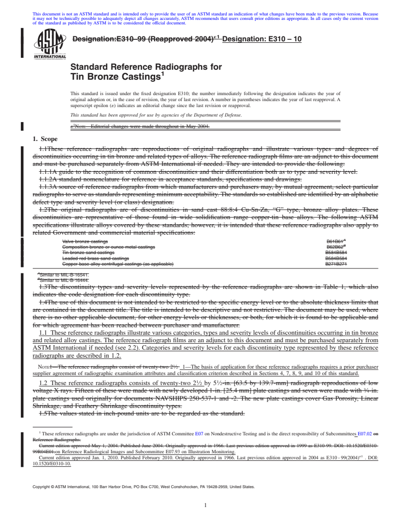 REDLINE ASTM E310-10 - Standard Reference Radiographs for Tin Bronze Castings