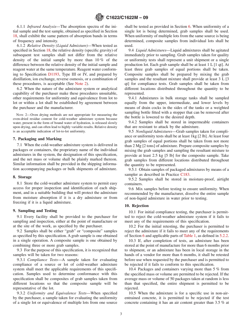 ASTM C1622/C1622M-09 - Standard Specification for Cold-Weather Admixture Systems