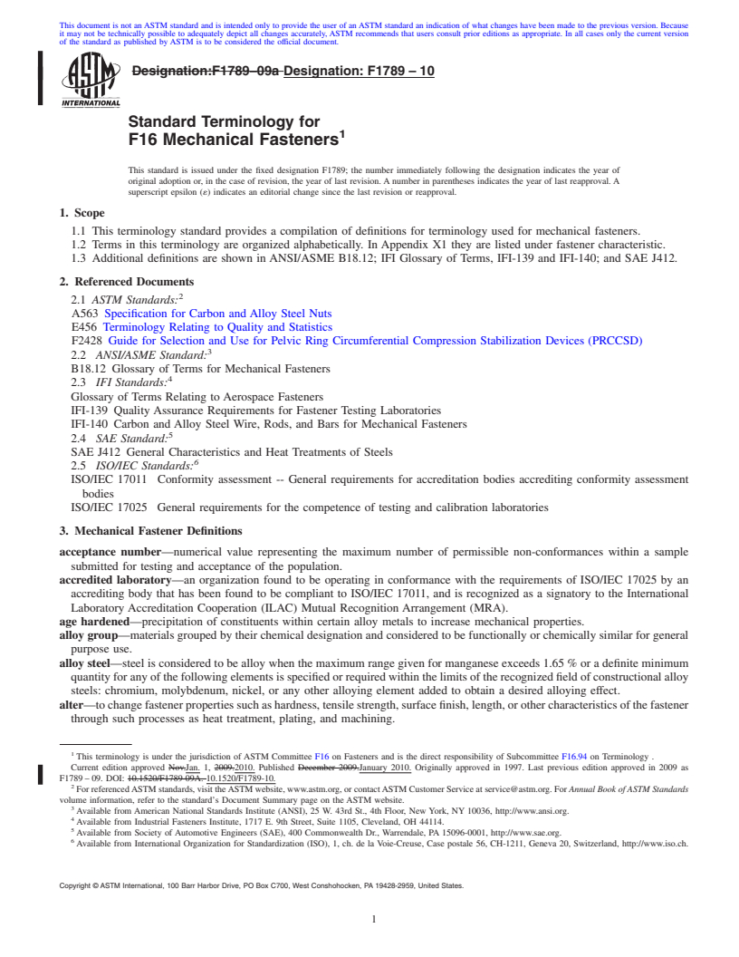 REDLINE ASTM F1789-10 - Standard Terminology for F16 Mechanical Fasteners