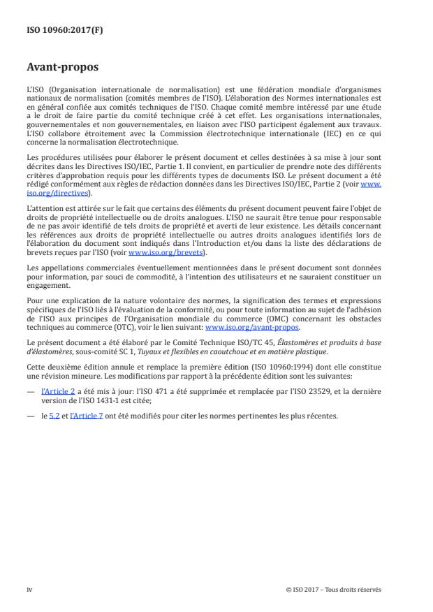 ISO 10960:2017 ISO 10960:2017 - Tuyaux en caoutchouc et en plastique -- Évaluation de la résistance a l'ozone dans des conditions dynamiques - Page 4 preview