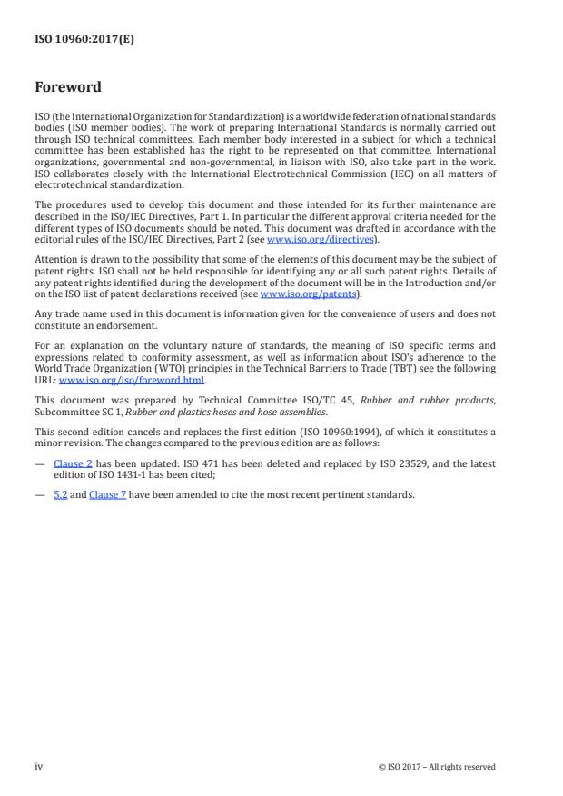 ISO 10960:2017 ISO 10960:2017 - Rubber and plastics hoses -- Assessment of ozone resistance under dynamic conditions - Page 4 preview