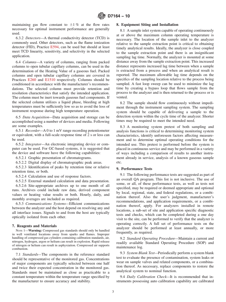 ASTM D7164-10 - Standard Practice for On-line/At-line Heating Value Determination of Gaseous Fuels by Gas Chromatography