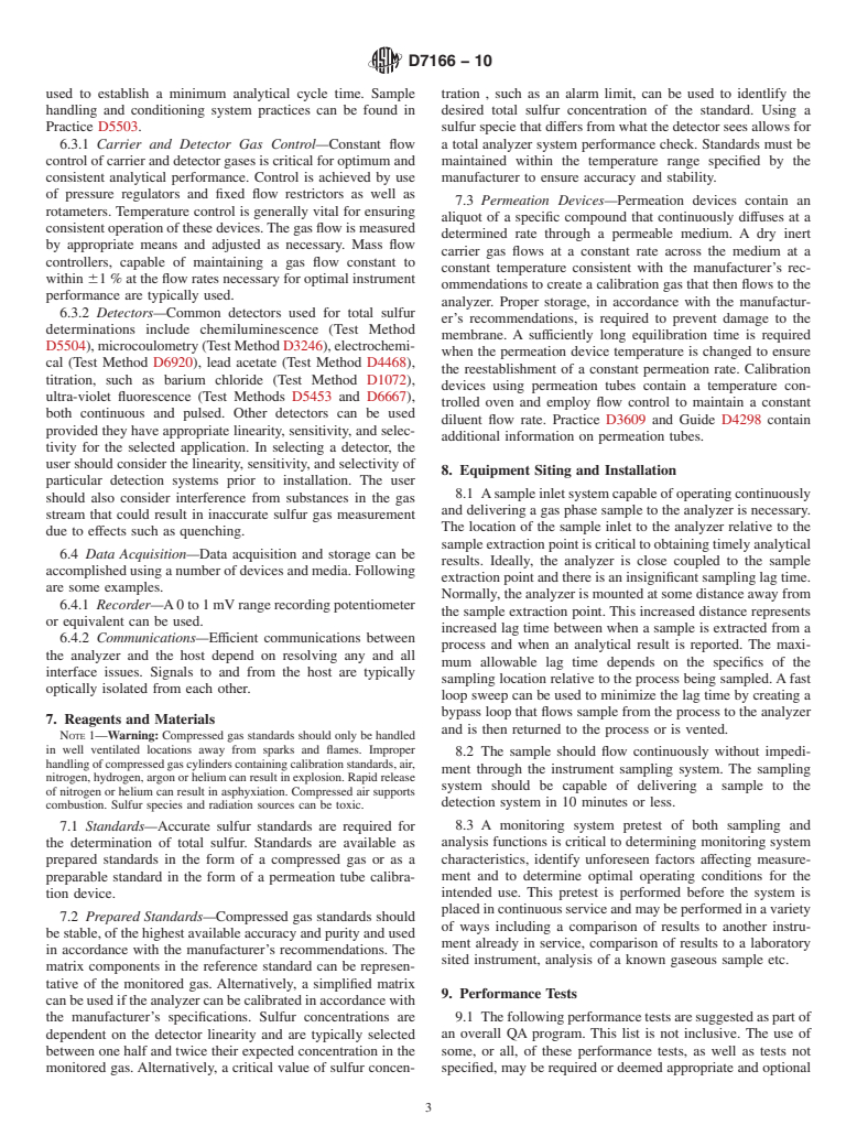 ASTM D7166-10 - Standard Practice for Total Sulfur Analyzer Based On-line/At-line for Sulfur Content of Gaseous Fuels