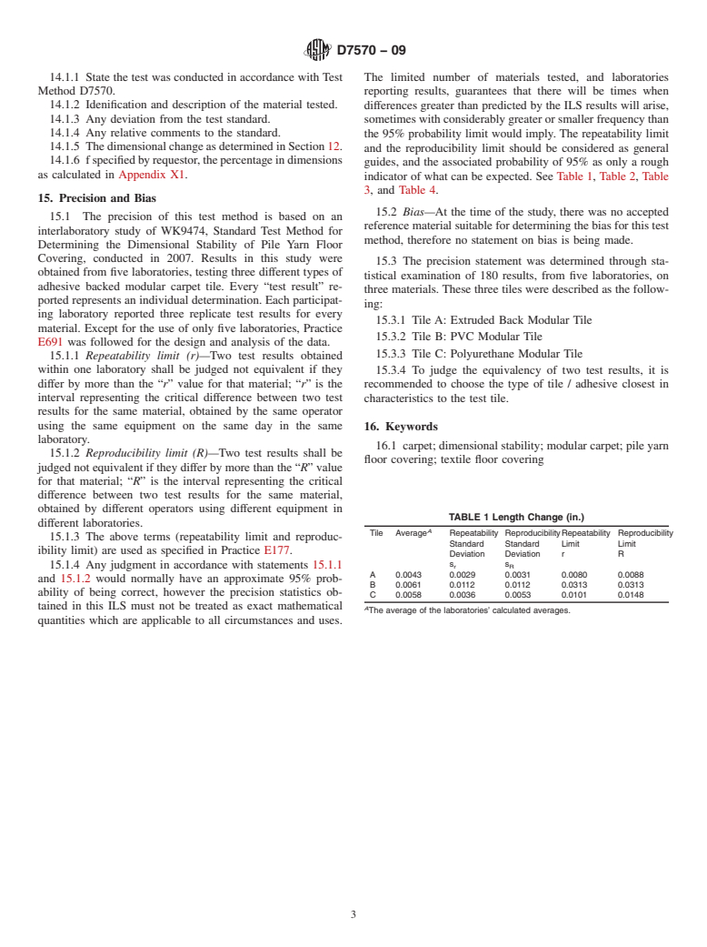 ASTM D7570-09 - Standard Test Method for Evaluation of Dimensional Stability of Pile Yarn Floor Covering