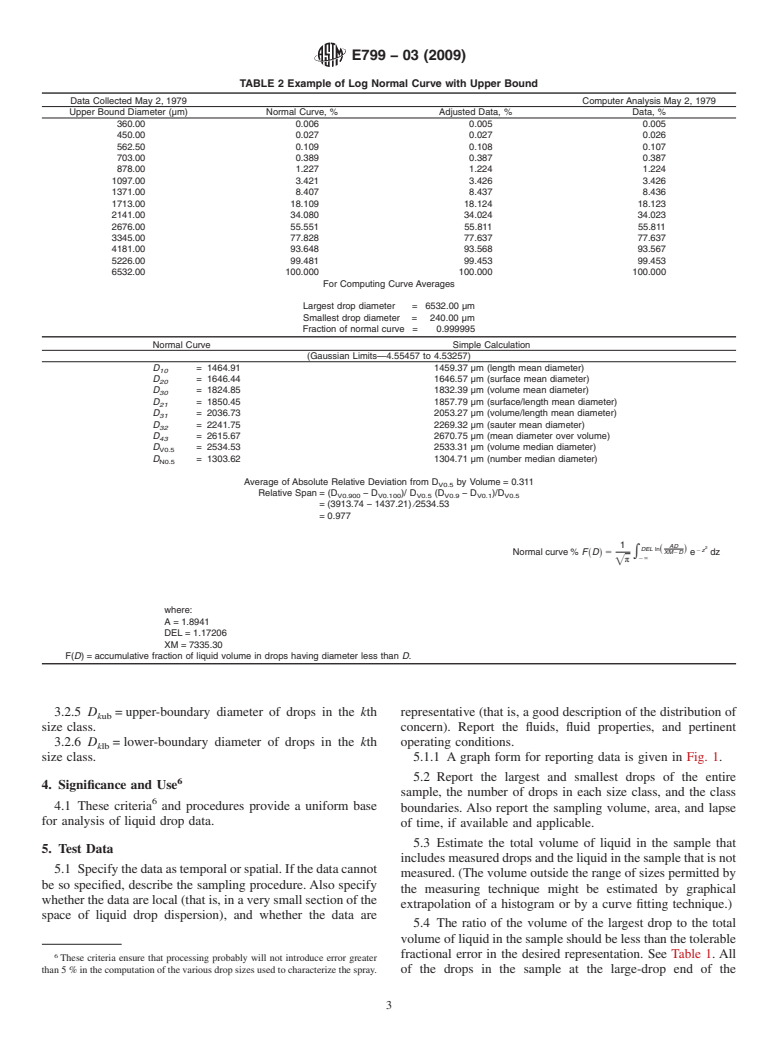 ASTM E799-03(2009) - Standard Practice for Determining Data Criteria and Processing for Liquid Drop Size Analysis