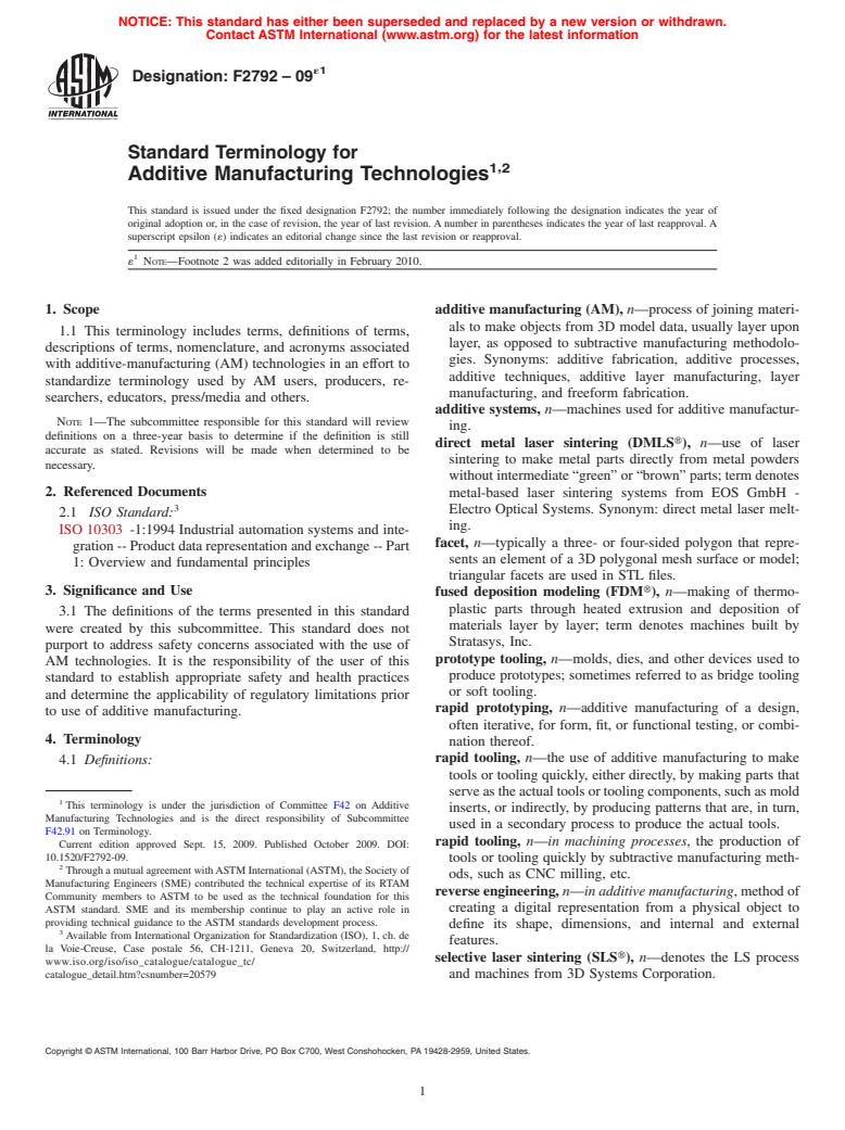 ASTM F2792-09e1 - Standard Terminology for Additive Manufacturing Technologies