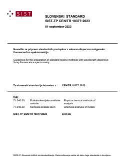 SIST-TP CEN/TR 10377:2023 SIST-TP CEN/TR 10377:2023 - Page 1 preview