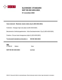 SIST EN ISO 4033:2023 - Page 1 preview