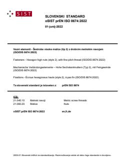oSIST prEN ISO 8674:2022 - Page 1 preview