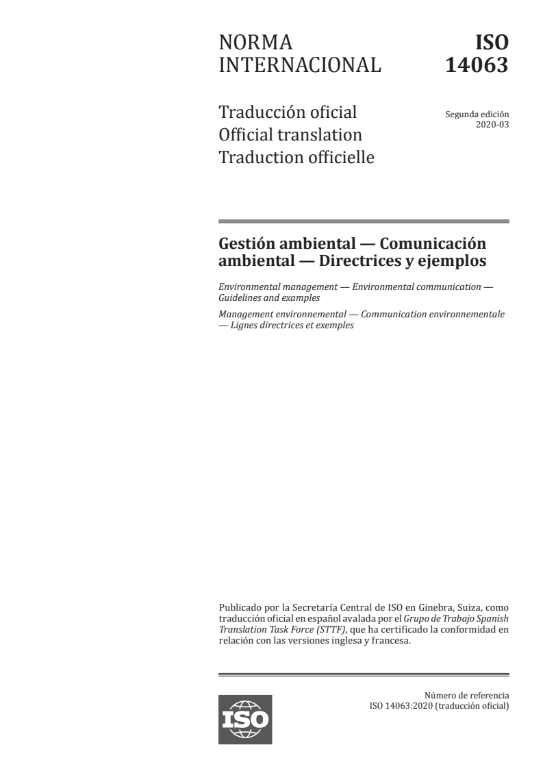 ISO 14063:2020 - Environmental management — Environmental communication — Guidelines and examples
Released:12/18/2020