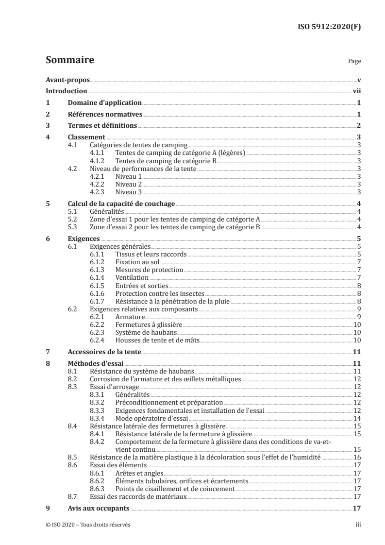 ISO 5912:2020 - Tentes de camping — Exigences et méthodes d'éssai
Released:3/16/2020