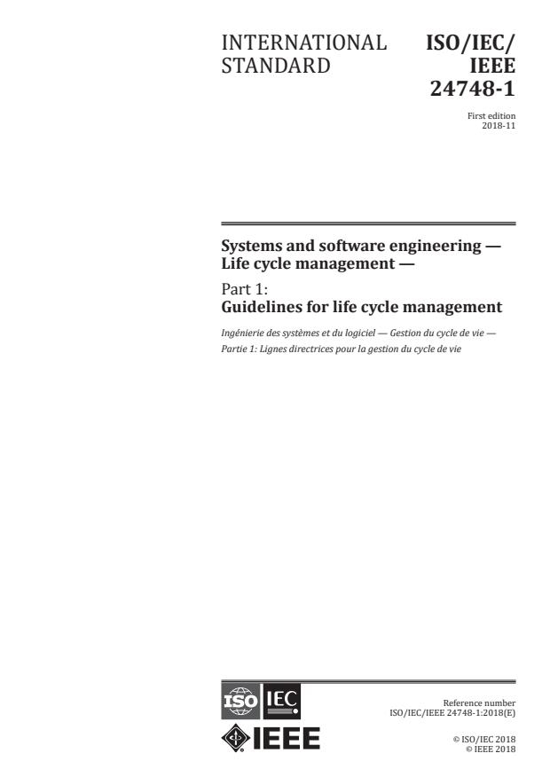 ISO/IEC/IEEE 24748-1:2018 - Systems and software engineering -- Life cycle management