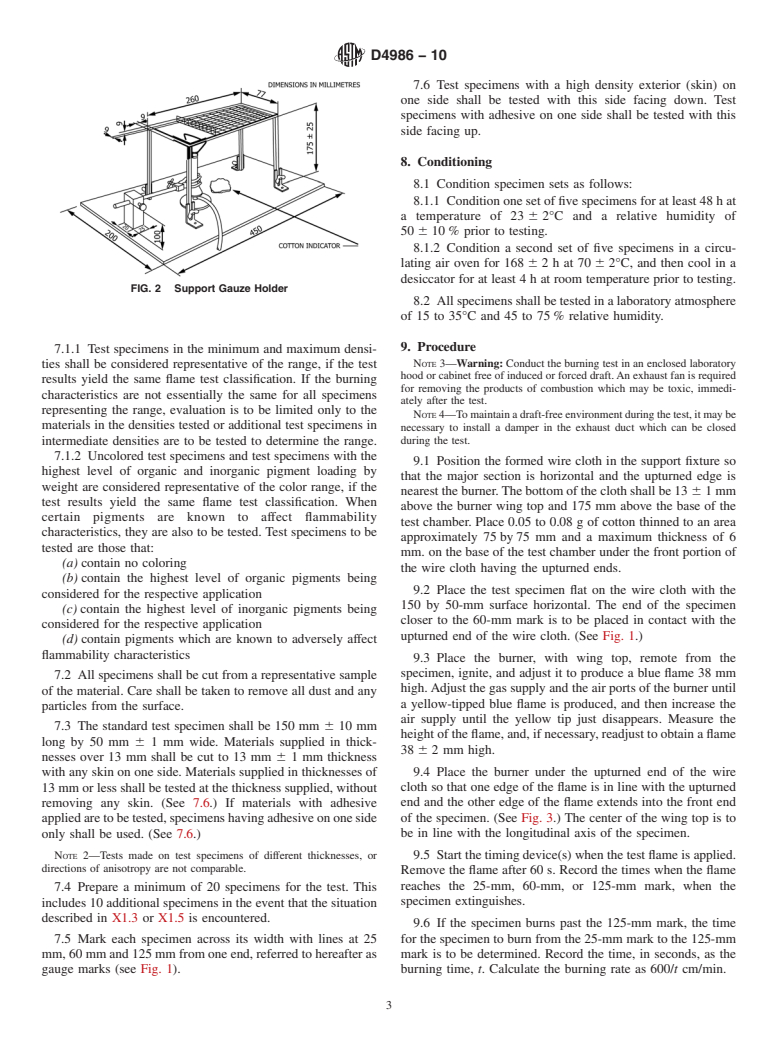 ASTM D4986-10 - Standard Test Method for Horizontal Burning Characteristics of Cellular Polymeric Materials