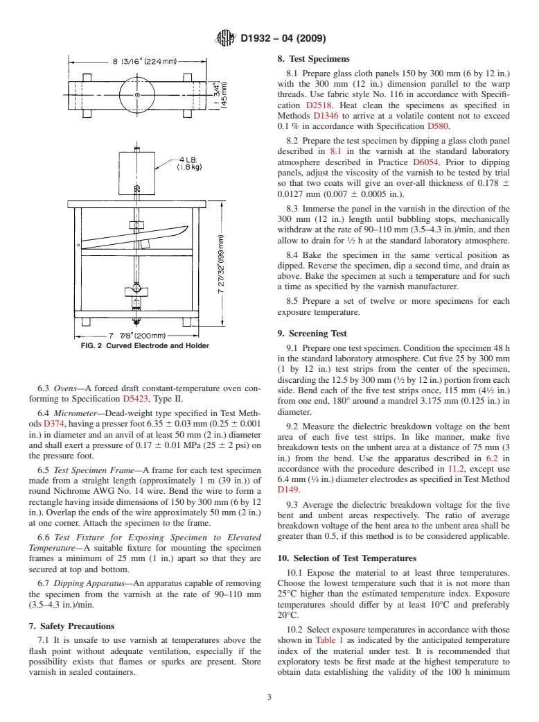 ASTM D1932-04(2009) - Standard Test Method for Thermal Endurance of Flexible Electrical Insulating Varnishes