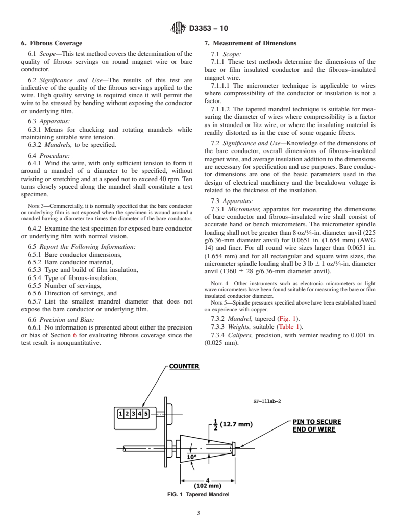 ASTM D3353-10 - Standard Test Methods for Fibrous-Insulated Magnet Wire