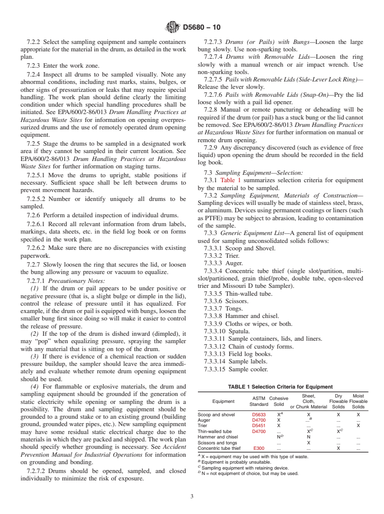 ASTM D5680-10 - Standard Practice for Sampling Unconsolidated Solids in Drums or Similar Containers