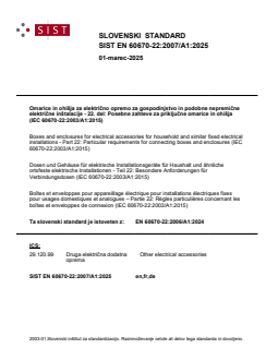 SIST EN 60670-22:2007/A1:2025 - BARVE - Page 1 preview