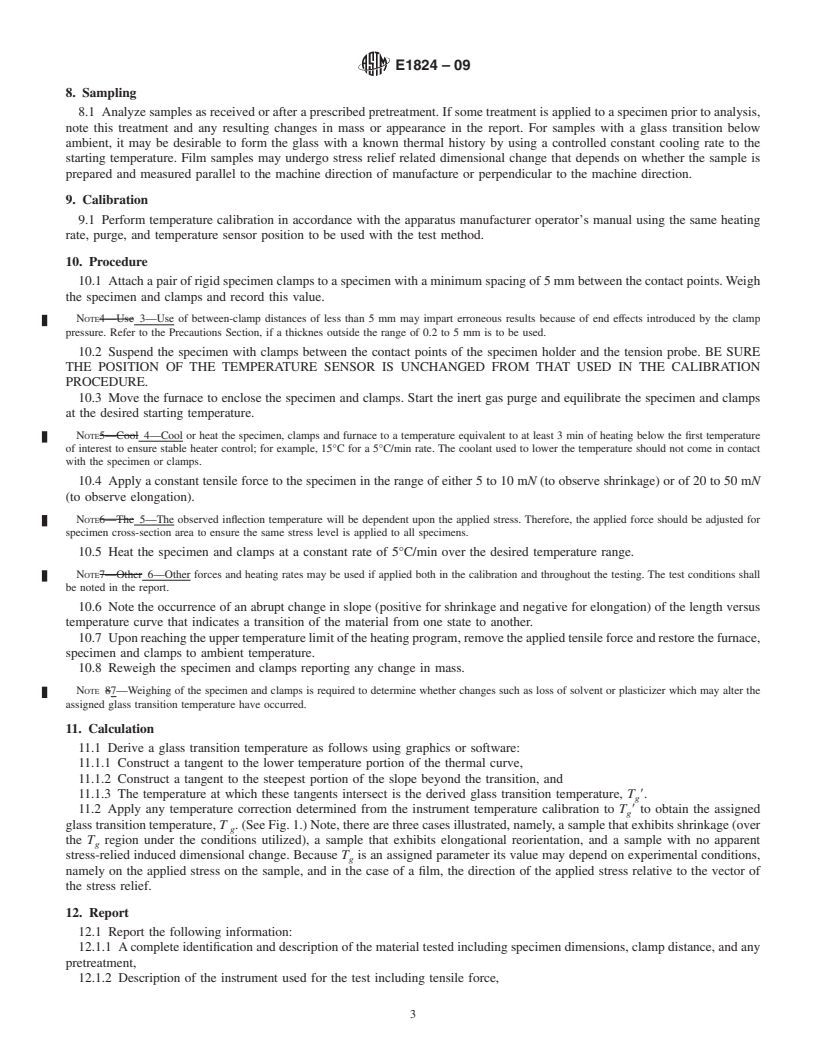 REDLINE ASTM E1824-09 - Standard Test Method for  Assignment of a Glass Transition Temperature Using Thermomechanical Analysis: Tension Method