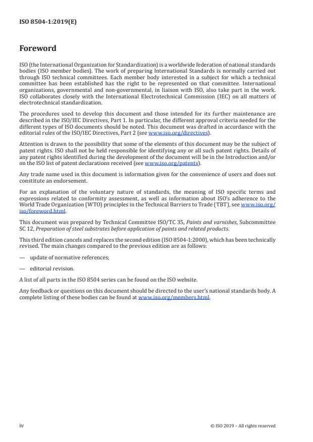 ISO 8504-1:2019 ISO 8504-1:2019 - Preparation of steel substrates before application of paints and related products -- Surface preparation methods - Page 4 preview
