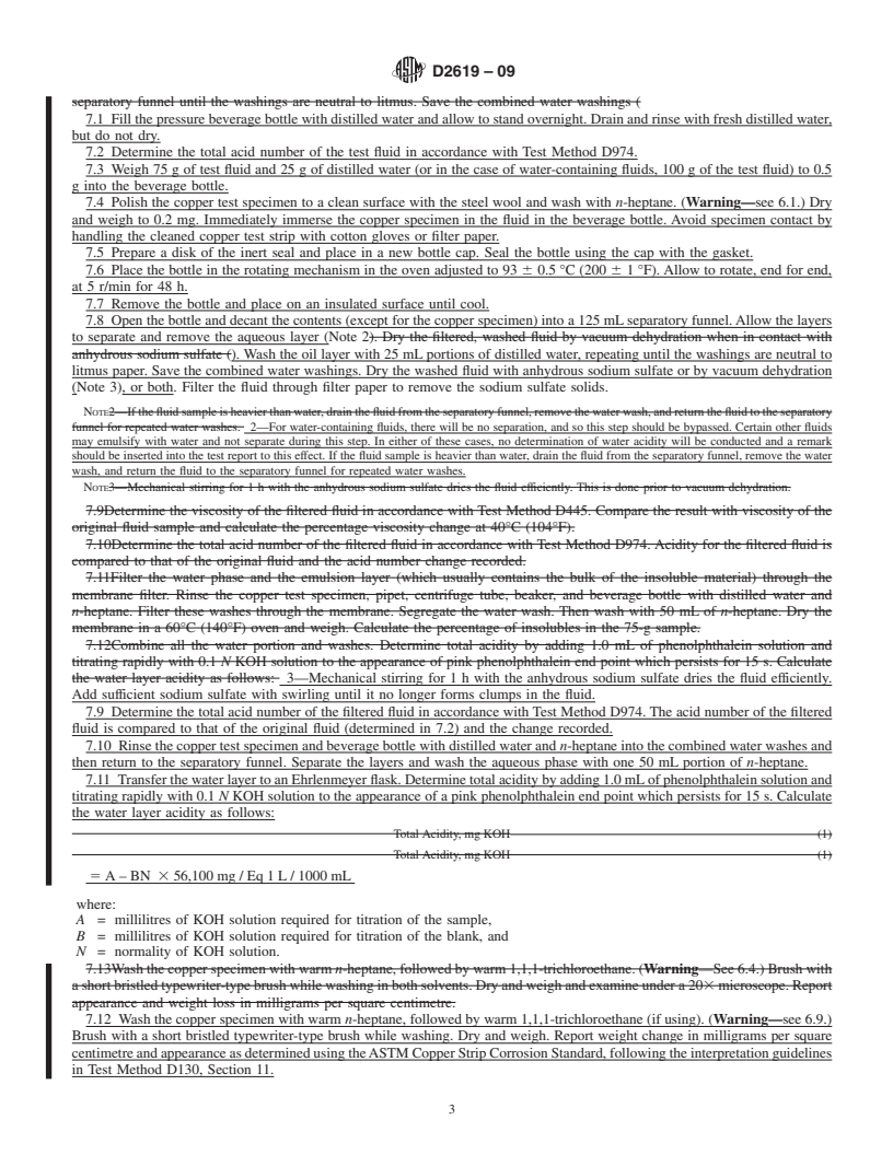 REDLINE ASTM D2619-09 - Standard Test Method for Hydrolytic Stability of Hydraulic Fluids (Beverage Bottle Method)