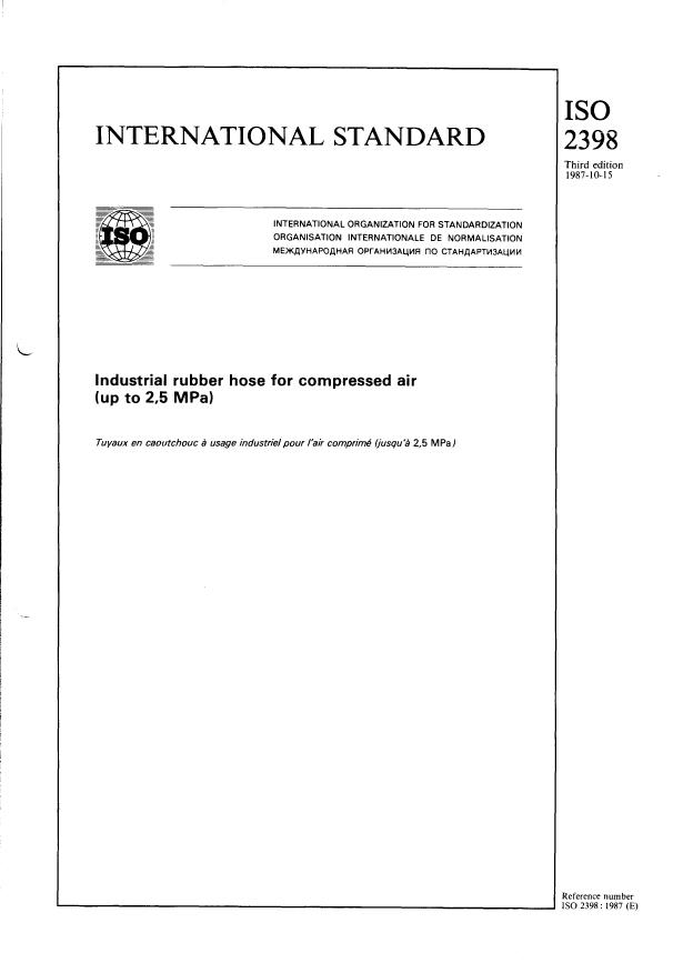 ISO 2398:1987 - Industrial rubber hose for compressed air (up to 2,5 MPa)