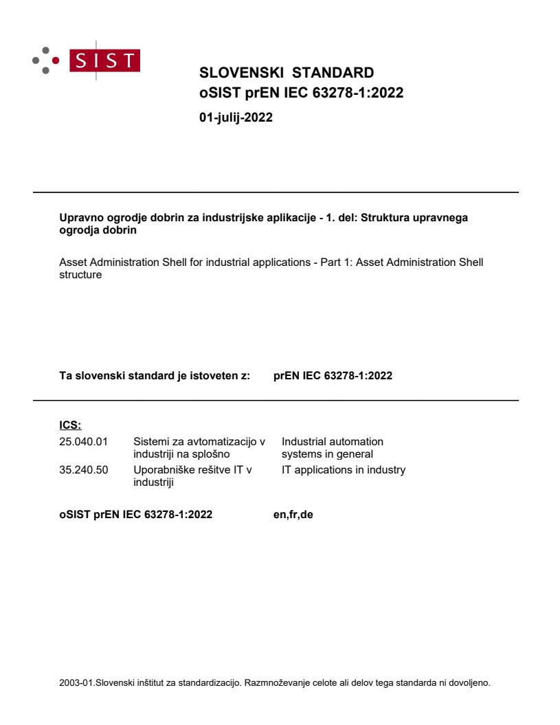 prEN IEC 63278-1:2022 - BARVE