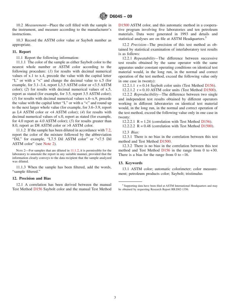 ASTM D6045-09 - Standard Test Method for Color of Petroleum Products by the Automatic Tristimulus Method