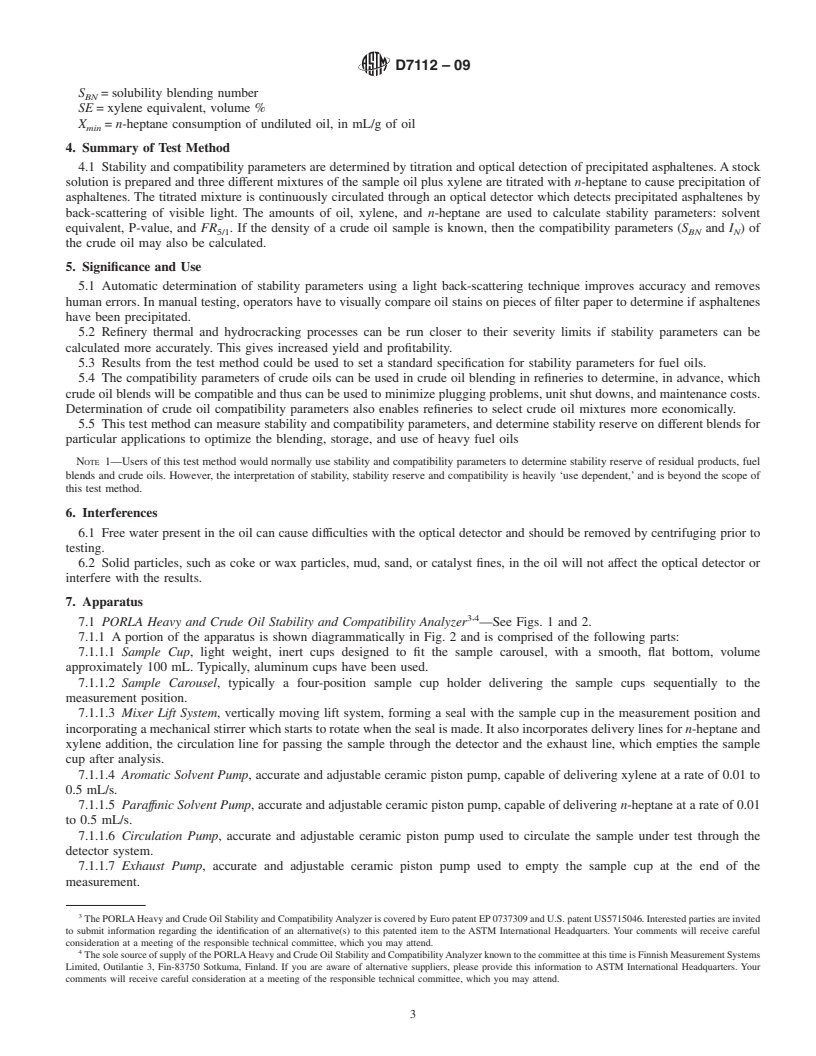 REDLINE ASTM D7112-09 - Standard Test Method for Determining Stability and Compatibility of Heavy Fuel Oils and Crude Oils by Heavy Fuel Oil Stability Analyzer (Optical Detection)