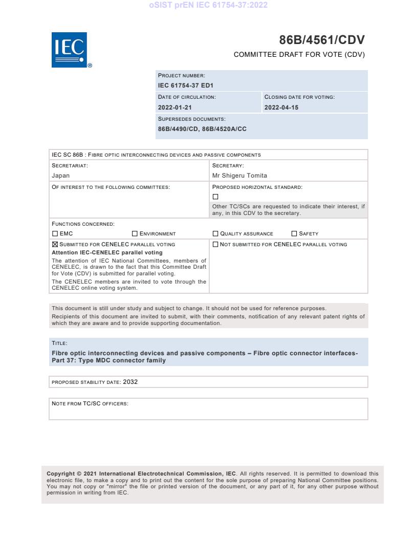 EN IEC 61754-37:2025 prEN IEC 61754-37:2022