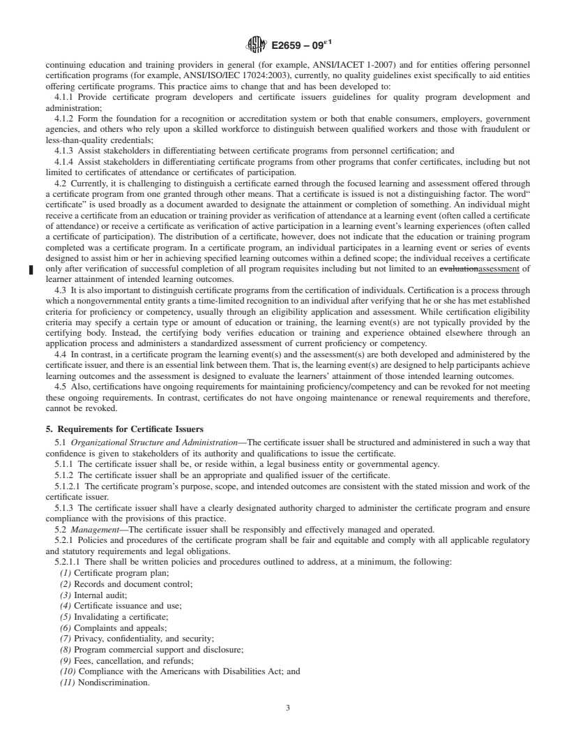 REDLINE ASTM E2659-09e1 - Standard Practice for Certificate Programs