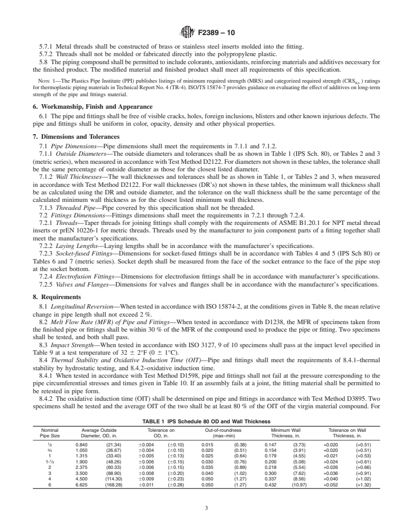 REDLINE ASTM F2389-10 - Standard Specification for Pressure-rated Polypropylene (PP) Piping Systems