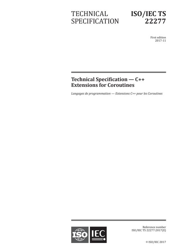 ISO/IEC TS 22277:2017 - Technical Specification -- C++ Extensions for Coroutines