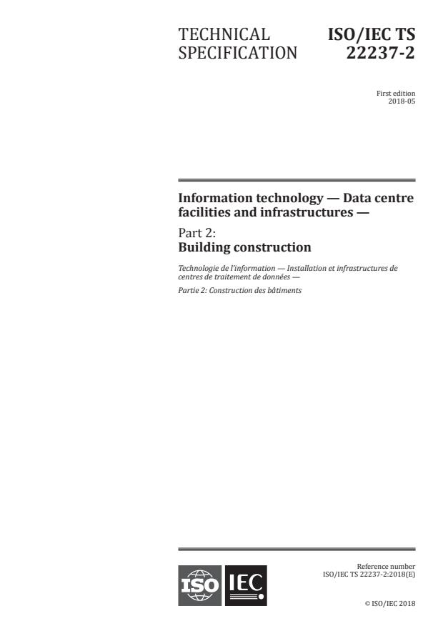 ISO/IEC TS 22237-2:2018 - Information technology -- Data centre facilities and infrastructures