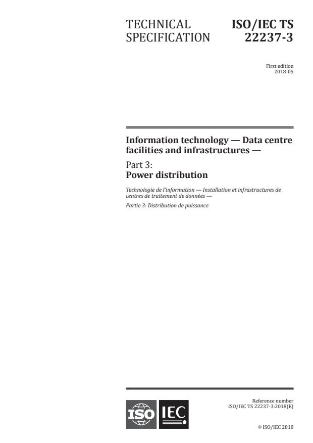 ISO/IEC TS 22237-3:2018 - Information technology -- Data centre facilities and infrastructures