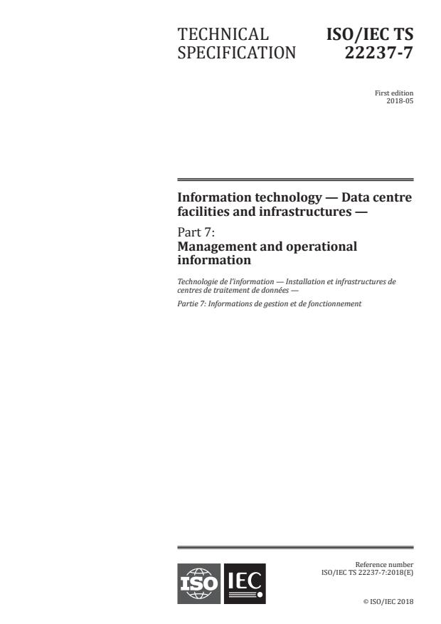 ISO/IEC TS 22237-7:2018 - Information technology -- Data centre facilities and infrastructures