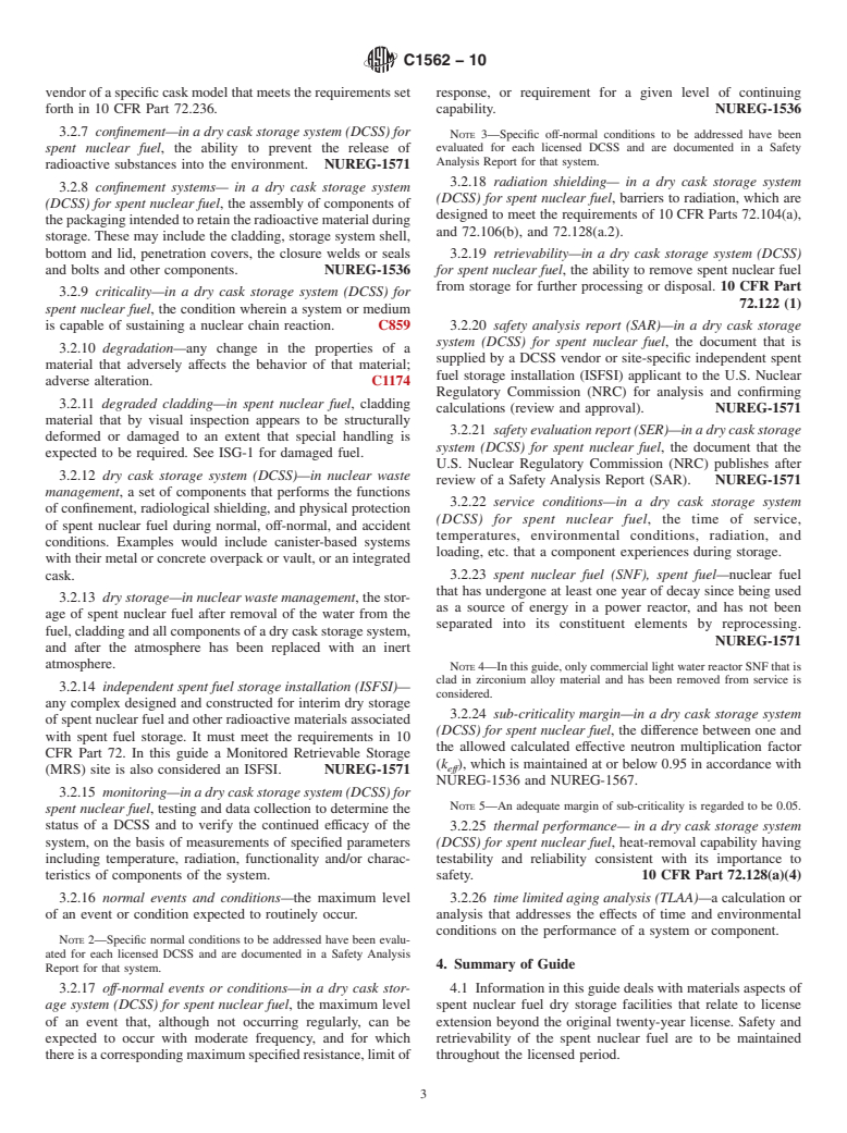 ASTM C1562-10 - Standard Guide for Evaluation of Materials Used in Extended Service of Interim Spent Nuclear Fuel Dry Storage Systems