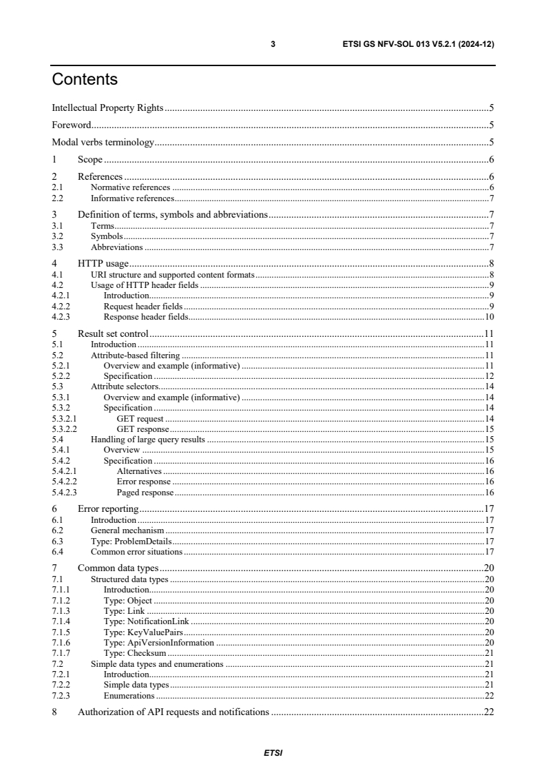 ETSI GS NFV-SOL 013 V5.2.1 (2024-12) - Network Functions Virtualisation (NFV) Release 5; Protocols and Data Models; Specification of common aspects for RESTful NFV MANO APIs